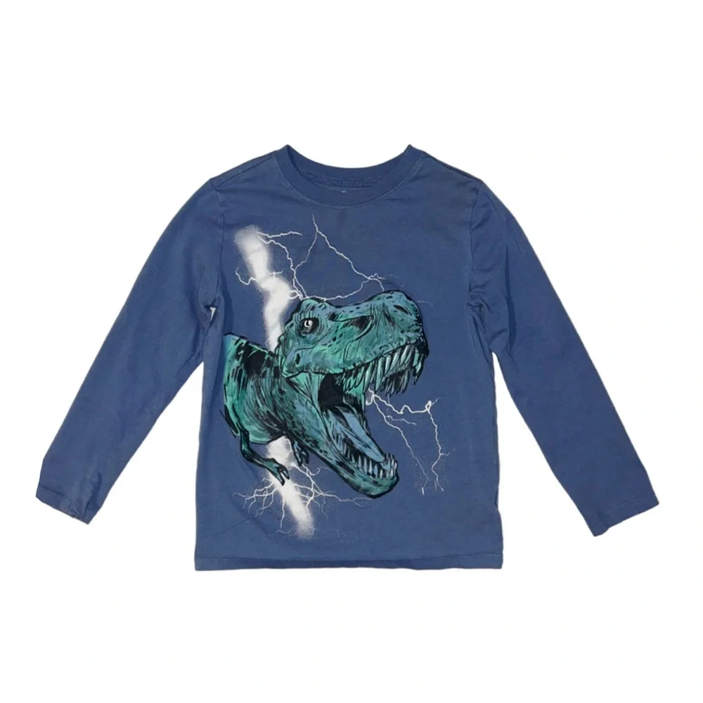 OSHKOSH B'GOSH Boy's Blue Dinosaur Graphic Long Sleeve Shirt Size 10